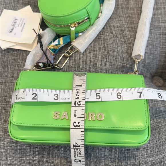 Sandro Bag Totemo Green Leather Shoulder Bag Set - Picture 15 of 17